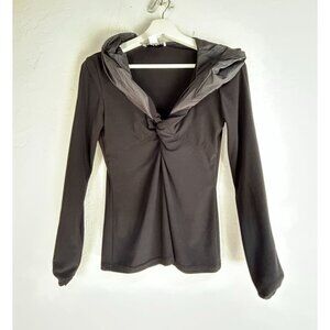 Joseph Ribkoff Womens Black Twist Front Hooded Long Sleeve Top Size 4 Pullover